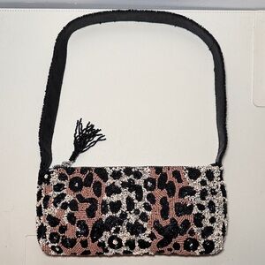 Animal Print Beaded Shoulder Bag